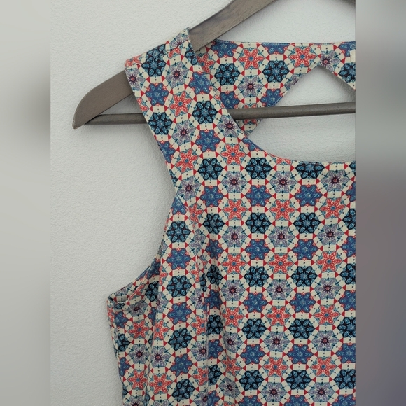 Anthropologie Tulle Red White Blue Stain Glass Fit and Flare Midi Dress Size M - Picture 7 of 11